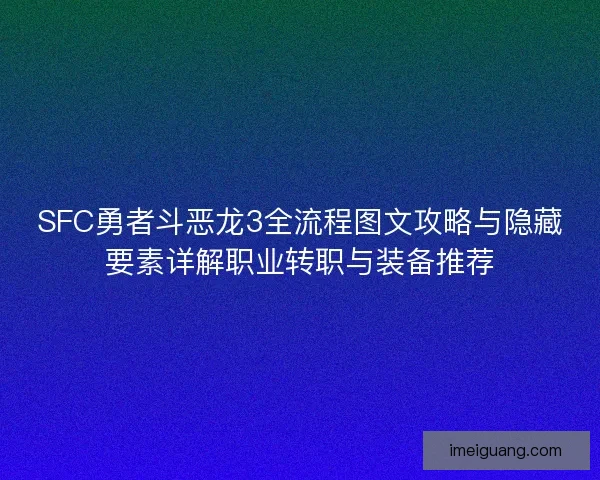 SFC勇者斗恶龙3全流程图文攻略与隐藏要素详解职业转职与装备推荐